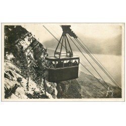 carte postale ancienne 74 ANNECY. Téléphérique de Veyrier du Lac 1937. Carte Photo