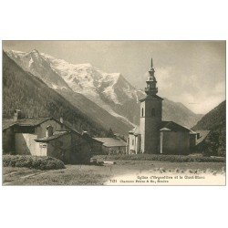 carte postale ancienne 74 ARGENTIERE. Mont Blanc et Eglise