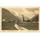 carte postale ancienne 74 ARGENTIERE. Mont Blanc et Eglise. Femme allant au Champ 1950