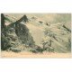 carte postale ancienne 74 CABANE DES GRANDS MULETS. Et le Mont Blanc animation vers 1900