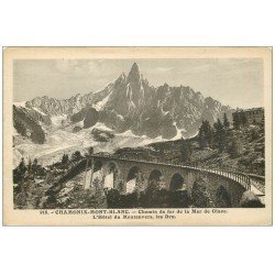 carte postale ancienne 74 CHAMONIX. Chemin de Fer Mer de Glace. Hôtel Montenvers et Dru