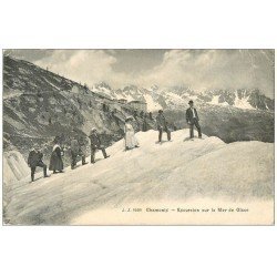 carte postale ancienne 74 CHAMONIX. Excursion Mer de Glace 1921. Alpinisme et Ascension