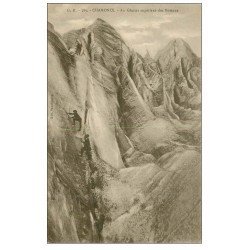 carte postale ancienne 74 CHAMONIX. Glacier des Bossons. Alpinistes