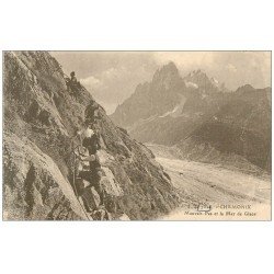 carte postale ancienne 74 CHAMONIX. Mauvais Pas Mer de Glace. Alpinisme et Ascension