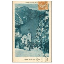 carte postale ancienne 74 CHAMONIX. Place de l'Eglise et Brévent