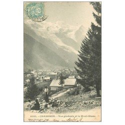 carte postale ancienne 74 CHAMONIX. Randonneurs et Mont Blanc 1903