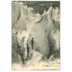 carte postale ancienne 74 CHAMONIX. Séracs Glacier Argentière 1903. Alpinisme et Ascension