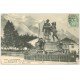 carte postale ancienne 74 CHAMONIX. Statue Saussure et Mont blanc vers 1903 Hôtel de la Poste