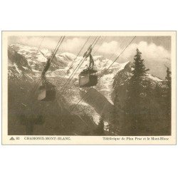 carte postale ancienne 74 CHAMONIX. Téléférique Plan Praz et Mont Blanc 1946