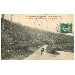carte postale ancienne 14 CARREFOUR. Route Condé et Pont-Erambourg 1908