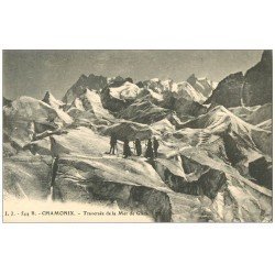 carte postale ancienne 74 CHAMONIX. Traversée de la Mer de Glace. Alpinisme et Ascension 544