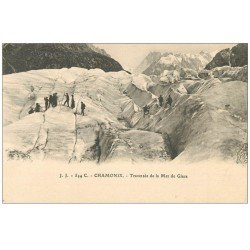 carte postale ancienne 74 CHAMONIX. Traversée Mer de Glace. Alpinisme et Ascension