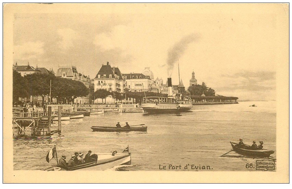carte postale ancienne 74 EVIAN-LES-BAINS. Le Port. Collection Source Cachat