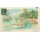 carte postale ancienne 74 EVIAN-LES-BAINS. Port ballade en barque 1908. Collection Cachat