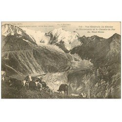 carte postale ancienne 74 GLACIER DE BIONNASSAY. Vaches et Chemin de Fer du Mont Blanc