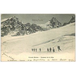 carte postale ancienne 74 GRANDS MULETS. Alpinistes Sommet de la Côte 1907