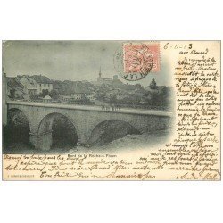 carte postale ancienne 74 LA ROCHE SUR FORON. Le Pont. Timbre 10 centimes 1904