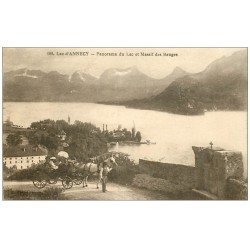 carte postale ancienne 74 LAC ANNECY. Attelage et Massif des Bauges