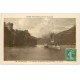 carte postale ancienne 74 LAC ANNECY. Duingt Château et un Bateau 1929