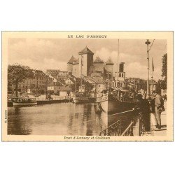 carte postale ancienne 74 LAC ANNECY. Port et Château