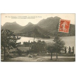 carte postale ancienne 74 LAC ANNECY. Talloires. Voiture descente du Toron. Duingt et Entreverne 1915