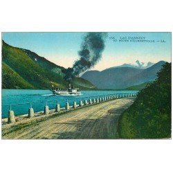 carte postale ancienne 74 LAC ANNECY. Vapeur et Route d'Albertville