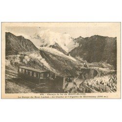 carte postale ancienne 74 LE MONT BLANC. 1928 Chemin de Fer. Rampe Mont Lachat avec Train à vapeur et crémaillière