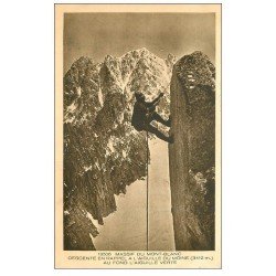 carte postale ancienne 74 MASSIF DU MONT BLANC. Descente en rappel Aiguille du Moine. Alpiniste