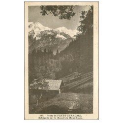 carte postale ancienne 74 ROUTE DU FAYET CHAMONIX. Echappée Mont Blanc 1928