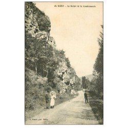 carte postale ancienne 14 CLECY. Animation au Rocher de la Cambronnerie 1925