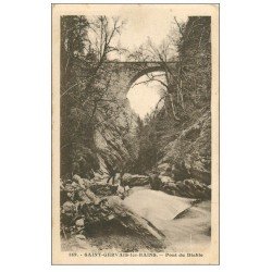 carte postale ancienne 74 SAINT-GERVAIS-LES-BAINS. Pont du Diable 1925 animation