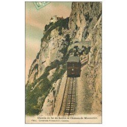 carte postale ancienne 74 SALEVE. Chemin de Fer et Château Monnetier 1906. Train Tramway