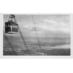 carte postale ancienne 74 SALEVE. Téléphérique et Lac Carte Photo 1953