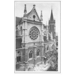 carte postale ancienne 74 THONON-LES-BAINS. Travaux de rénovations au pied de la Basilique. Carte photo