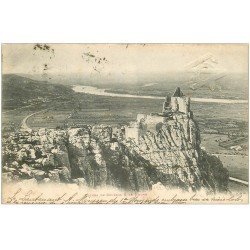 carte postale ancienne 26 CHATEAU DE CRUSSOL 1901. Ruines et Rhône. Tampon en relief