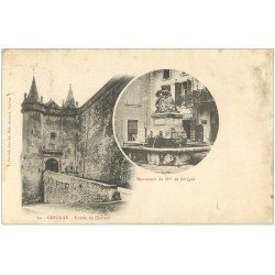 carte postale ancienne 26 GRIGNAN. 1904 Monument Sévigné et Château