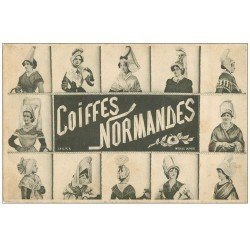 carte postale ancienne 14 COIFFES NORMANDES. Chapeaux et Bonnets 1906