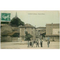 26 SAINT-DONAT. Place Saint-Pierre 1908. Carte émaillographie