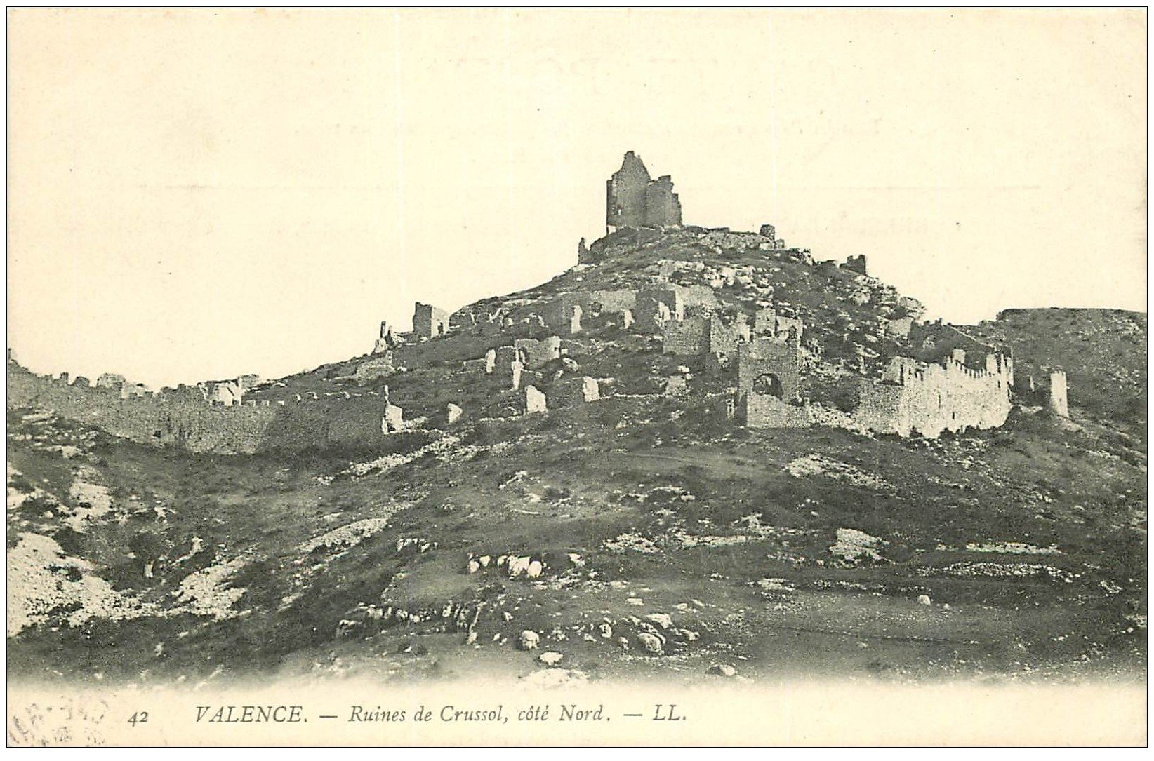 carte postale ancienne 26 VALENCE. Ruines de Crussol 1906