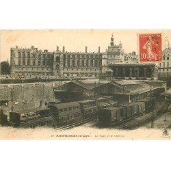 carte postale ancienne 78 SAINT-GERMAIN-EN-LAYE. La Gare avec Trains 1912 et Château