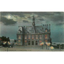 carte postale ancienne 78 VERSAILLES. Hôtel de Ville1907. Carte montage : les lumières s'allument à contre-jour