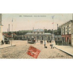 carte postale ancienne 78 VERSAILLES. Gare des Chantiers 1913 Hôtel de la Cloche des Chemins de Fer