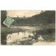 carte postale ancienne 14 COSSEVILLE. Pêcheur et barque Vallée du Vatin 1906