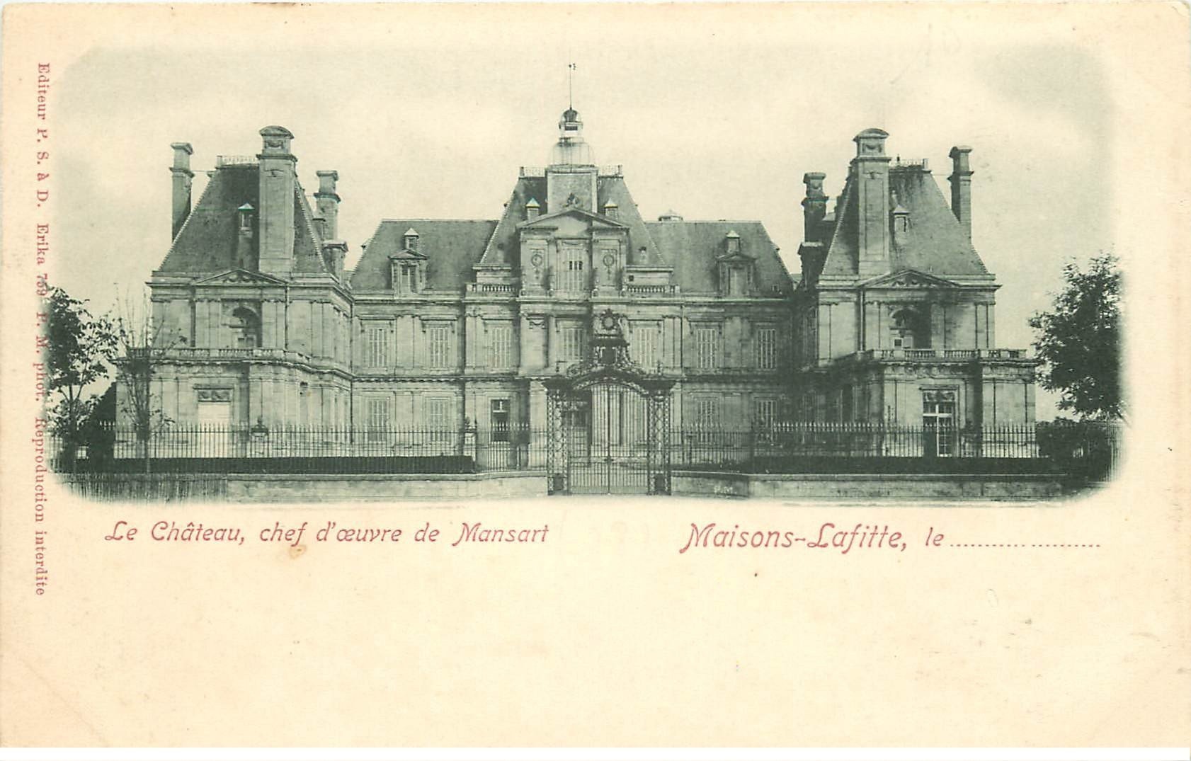 carte postale ancienne 78 MAISONS-LAFFITTE. Le Château de Mansart vers 1900