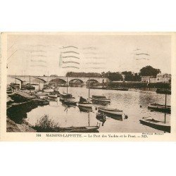 carte postale ancienne 78 MAISONS-LAFFITTE. Port des Yachts et Pont 1935