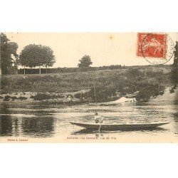 carte postale ancienne 78 ACHERES. La Cascade et Pêcheurs en barque 1914