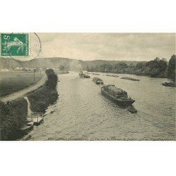 78 BONNIERES-SUR-SEINE. Train de Péniches Coteaux de Jeufosse 1907