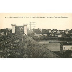 carte postale ancienne 78 CONFLANS-FIN-D'OISE. Le Pont Eiffel avec Train