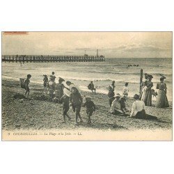 carte postale ancienne 14 COURSEULLES. La Plage et Jetée 1919