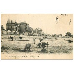 carte postale ancienne 14 COURSEULLES. La Plage Jeux de sable